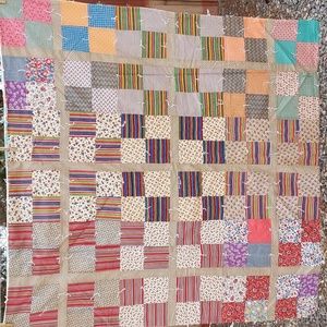 Handmade Vintage Grandma Made Small Baby Soft Quilt Vintage Material